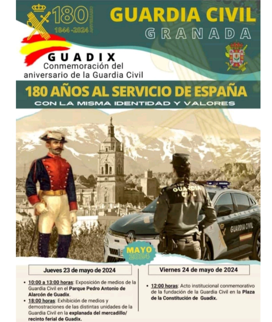 La Guardia Civil de Granada celebrar su 180 aniversario en Guadix este viernes