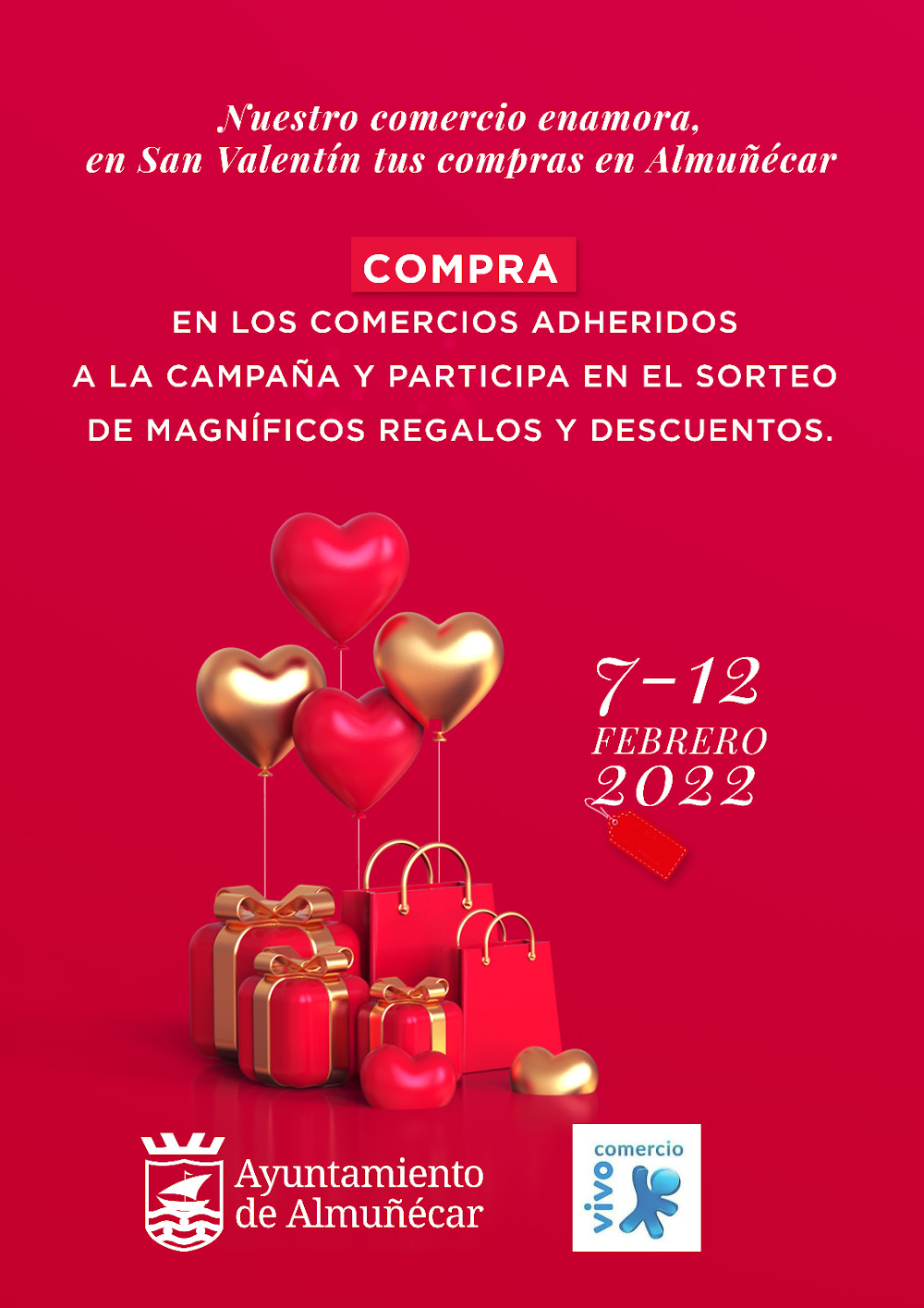 La Asociacin Comercio Vivo y el Ayuntamiento de Almucar celebran la 'Campaa de San Valentn' con 55 comercios participantes